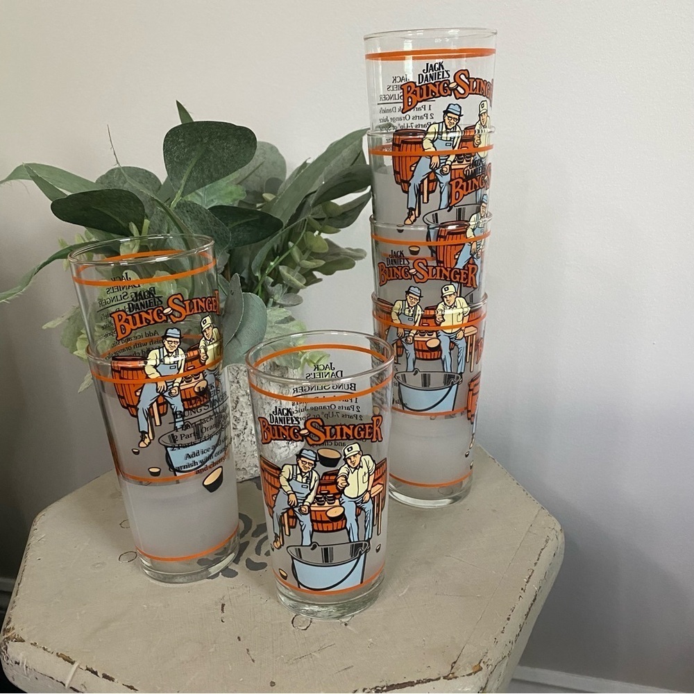 Vintage jack Daniels Bung Slinger Cocktail Glasses 8oz ,Set of 6